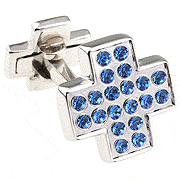 Blue ball filled cross sharp cufflinks