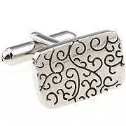 Metal swirl pattern solid color cufflinks