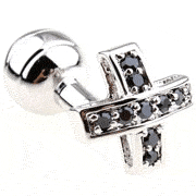 Silver and black cross cufflinks - Click Image to Close