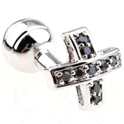 Silver and black cross cufflinks