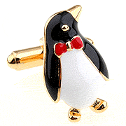 Penguin wearing bow tie cufflnks - Click Image to Close