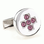 Purple crystal dots cross cufflinks - Click Image to Close