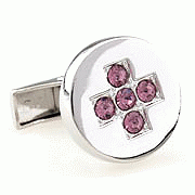 Purple crystal dots cross cufflinks