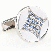 Blue crystal concaved square cufflinks - Click Image to Close