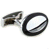 Black edged silver oval cufflinks