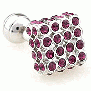 3D square spot purple blings cufflinks