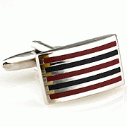 Red and black horizontal strips rectangle cufflinks - Click Image to Close
