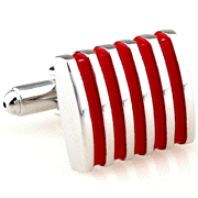 5 vertical red strips rectangle cufflinks - Click Image to Close