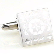 Smooth veiled flower pattern solid color cufflinks