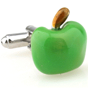 Green half happle cufflinks - Click Image to Close
