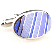 Purple blue tilted stripped oval cufflinks