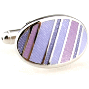 Purple tilted striped oval cufflinks
