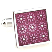 3x3 purple flowers matrix cufflinks
