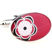 Flower head in red oval cufflinks - Click Image to Close