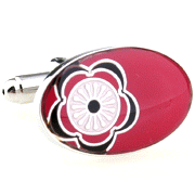 Flower head in red oval cufflinks