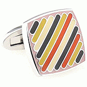 Yellow tilted stripped cufflinks - Click Image to Close
