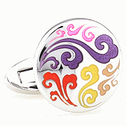 Colorful swirled patterned cicle cufflinks