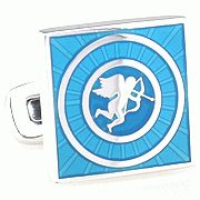 Blue circle nested cupid cufflinks