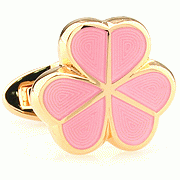 Pink triple hearts golden cufflinks - Click Image to Close