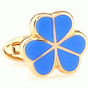 Blue triple hearts golden cufflinks - Click Image to Close