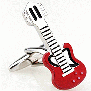 Red guitar cufflinks - Click Image to Close