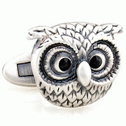 Big black eyes owl cufflinks