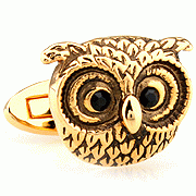 Golden owl cufflinks - Click Image to Close