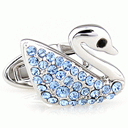 New blue crystal swan cufflinks - Click Image to Close