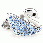 New blue crystal swan cufflinks