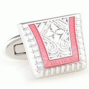 Silver red ingot cufflinks