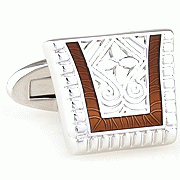 Brown silver ingot cufflinks
