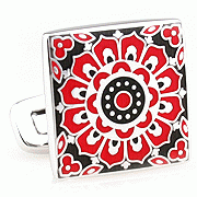 Fire red sunflower cufflinks