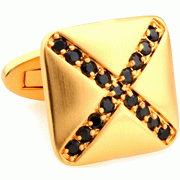 Ball filled golden cross cufflinks - Click Image to Close