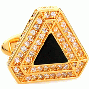 Golden nested triangle cufflinks - Click Image to Close