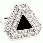 White nested triangle cufflinks - Click Image to Close