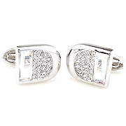 White crystal pocket cufflinks - Click Image to Close