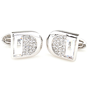 White crystal pocket cufflinks