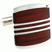 Red wood striped square cufflinks - Click Image to Close