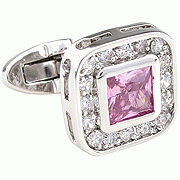 Elegant pink spot square shining cufflinks - Click Image to Close