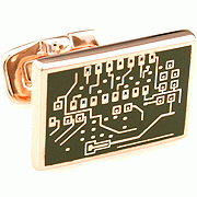 Golden circuit board cufflinks - Click Image to Close